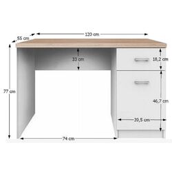 Стол письменный Tempo Kondela Topty 1D1S (White/Sonoma Oak) Thumb