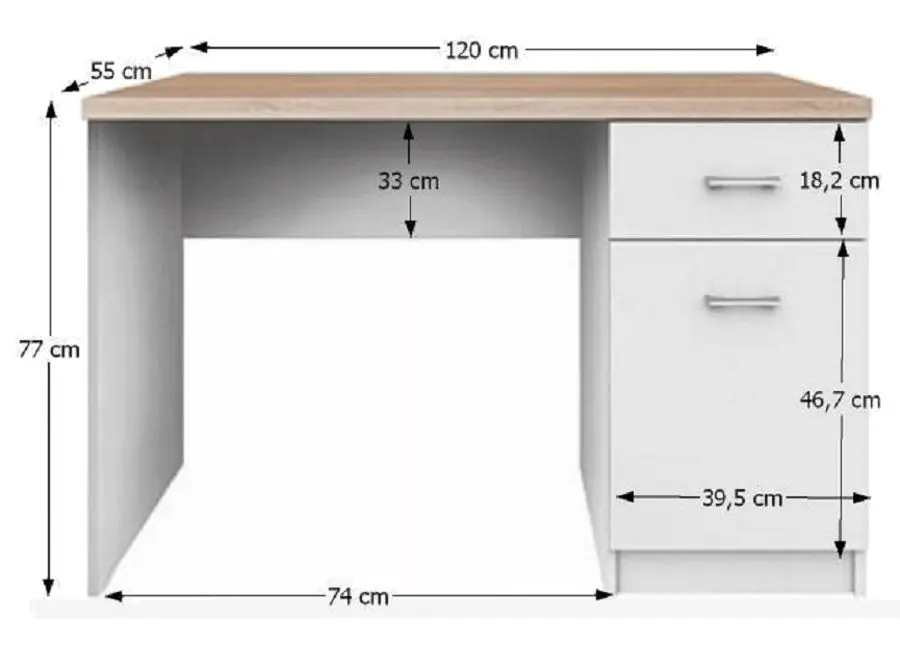 Стол письменный Tempo Kondela Topty 1D1S (White/Sonoma Oak)