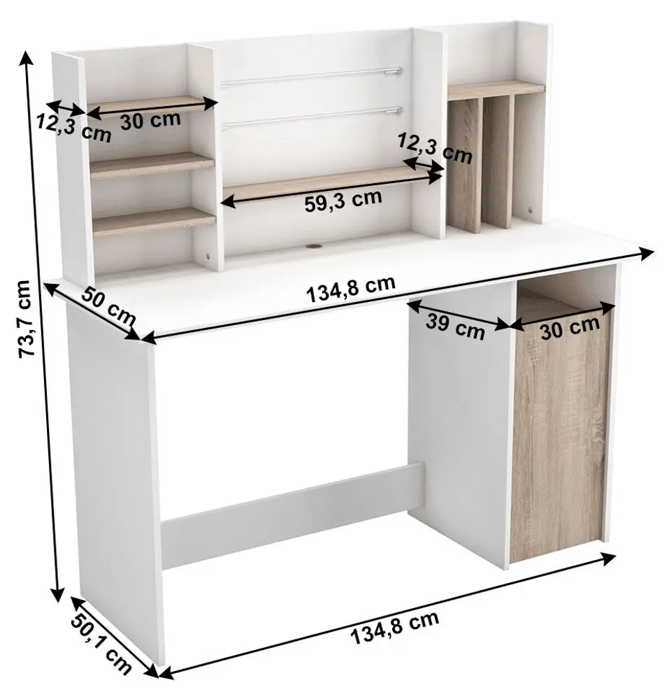 Masa de calculator Mobhaus Ambre (Brushed Oak/White) - 6