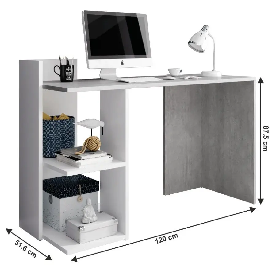 Masa de birou Mobhaus Andreo (Concrete/White) - 2