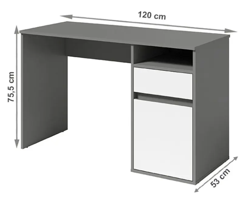 Стол письменный Mobhaus Bili (Gray Graphite/White) - 3