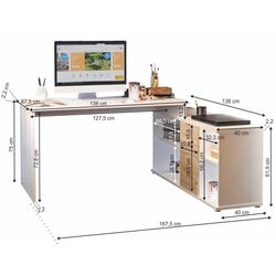 Masa de birou Mobhaus Dalton 2 New (Wotan Oak/White) Thumb