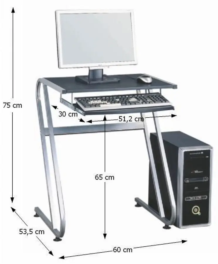 Стол компьютерный Mobhaus Jofry (Black/Silver)