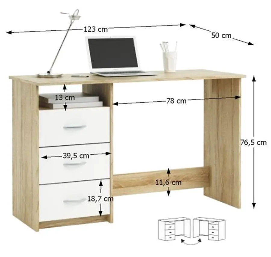 Стол письменный Mobhaus Laristote (Sonoma Oak/White) - 2