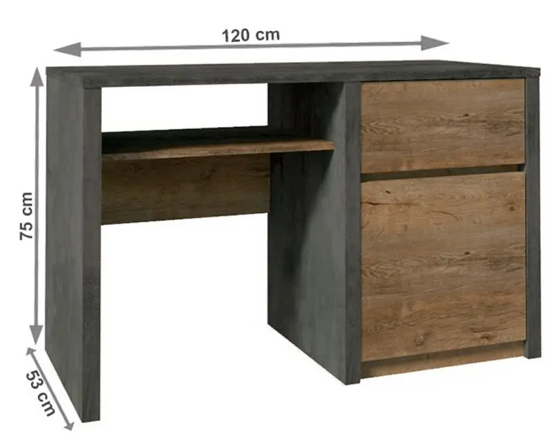 Стол компьютерный Mobhaus Montana B1 (Lefkas Oak Dark/Smooth Gray)