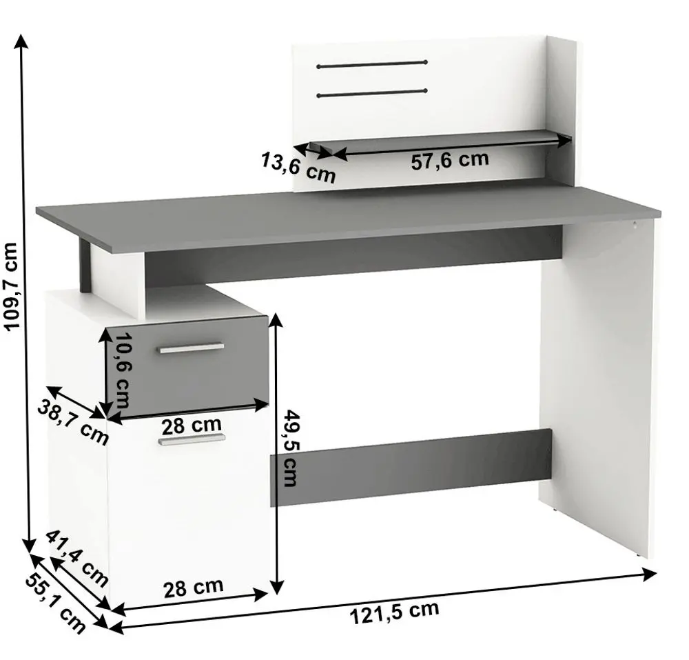 Стол письменный Mobhaus Platon (White/Dark Gray) - 2