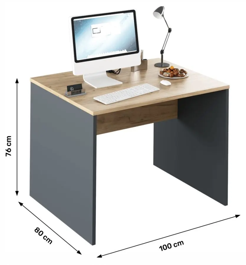 Masa de birou Tempo Kondela Rioma New Typ 12 (Graphite/Artisan Oak) - 2