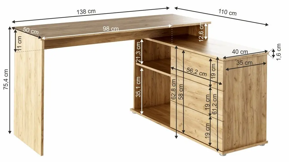 Masa de birou Mobhaus Terino (Artisan Oak)