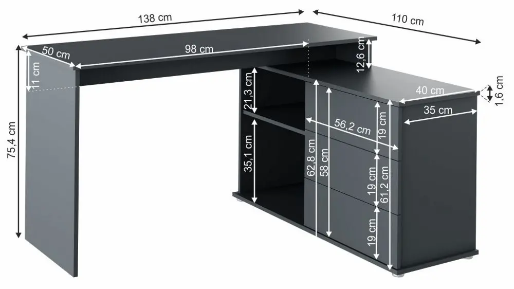 Стол письменный Mobhaus Terino (Graphite)