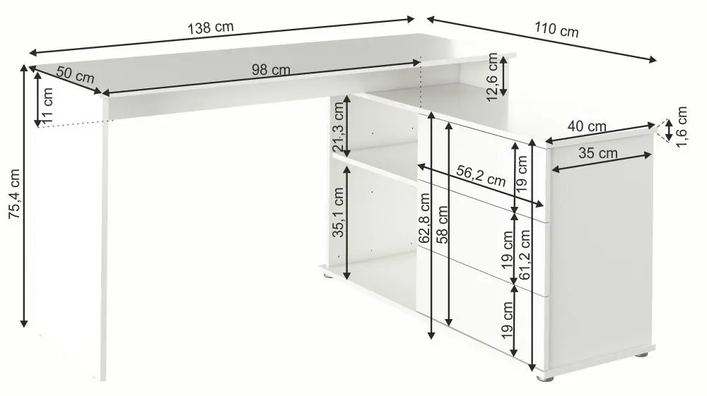 Стол письменный Mobhaus Terino (White)