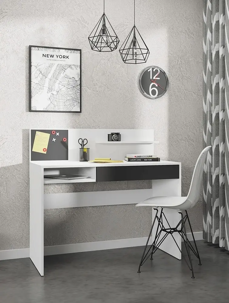 Masa de birou cu placa magnetica Mobhaus Iman (White/Black)