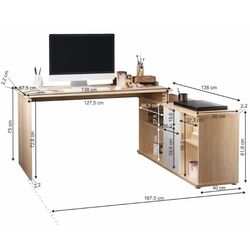 Masa de birou cu etajera Mobhaus Dalton 2 New VE 02 (Sonoma Oak/White) Thumb