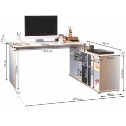 Masa de birou cu etajera Mobhaus Dalton 2 New VE 02 (White/Gray) Thumb