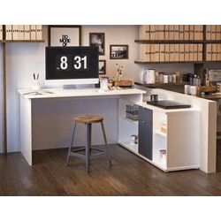 Masa de birou cu etajera Mobhaus Dalton 2 New VE 02 (White/Gray) Thumb