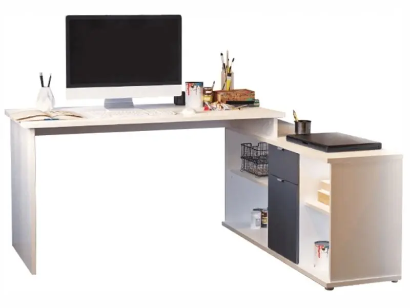 Masa de birou cu etajera Mobhaus Dalton 2 New VE 02 (White/Gray)