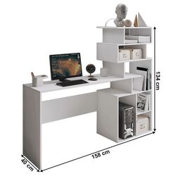 Masa de calculator cu etajera Mobhaus Maxim (White) Thumb