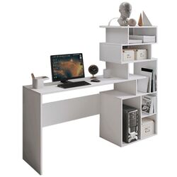 Masa de calculator cu etajera Mobhaus Maxim (White)