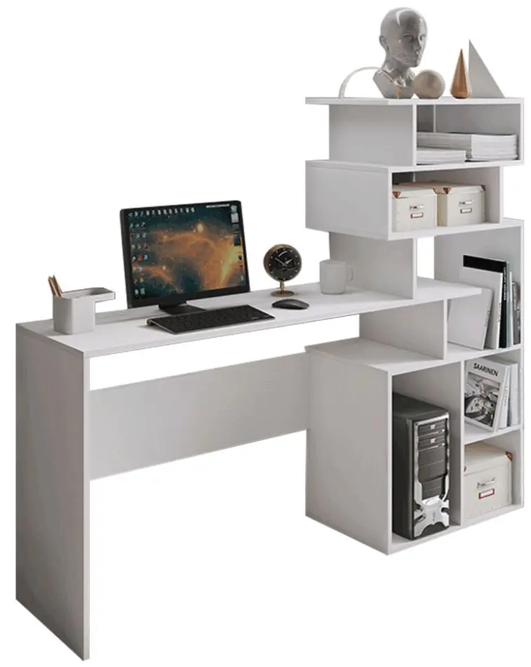 Masa de calculator cu etajera Mobhaus Maxim (White)