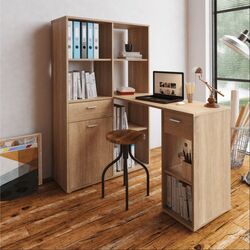 Стол письменный со стеллажом Mobhaus Mineson (Sonoma Oak) Thumb