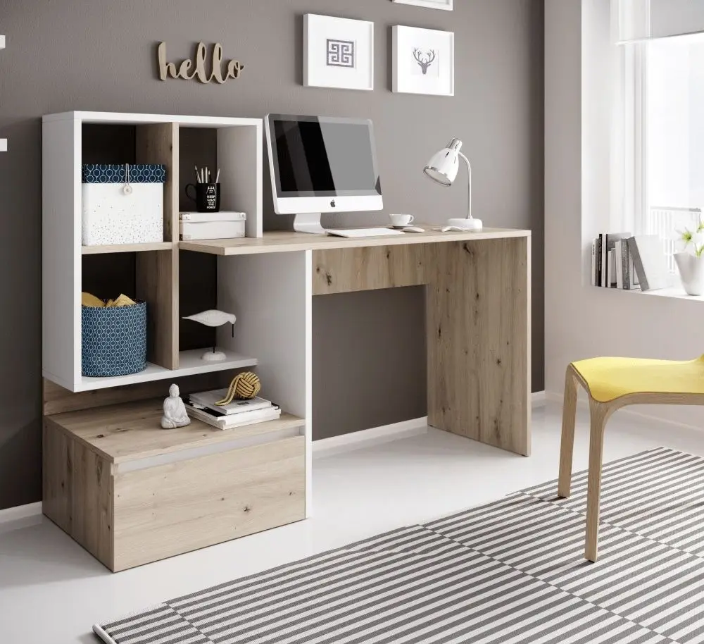 Стол письменный со стеллажом Mobhaus Nereo (Artisan Oak/White) - 3
