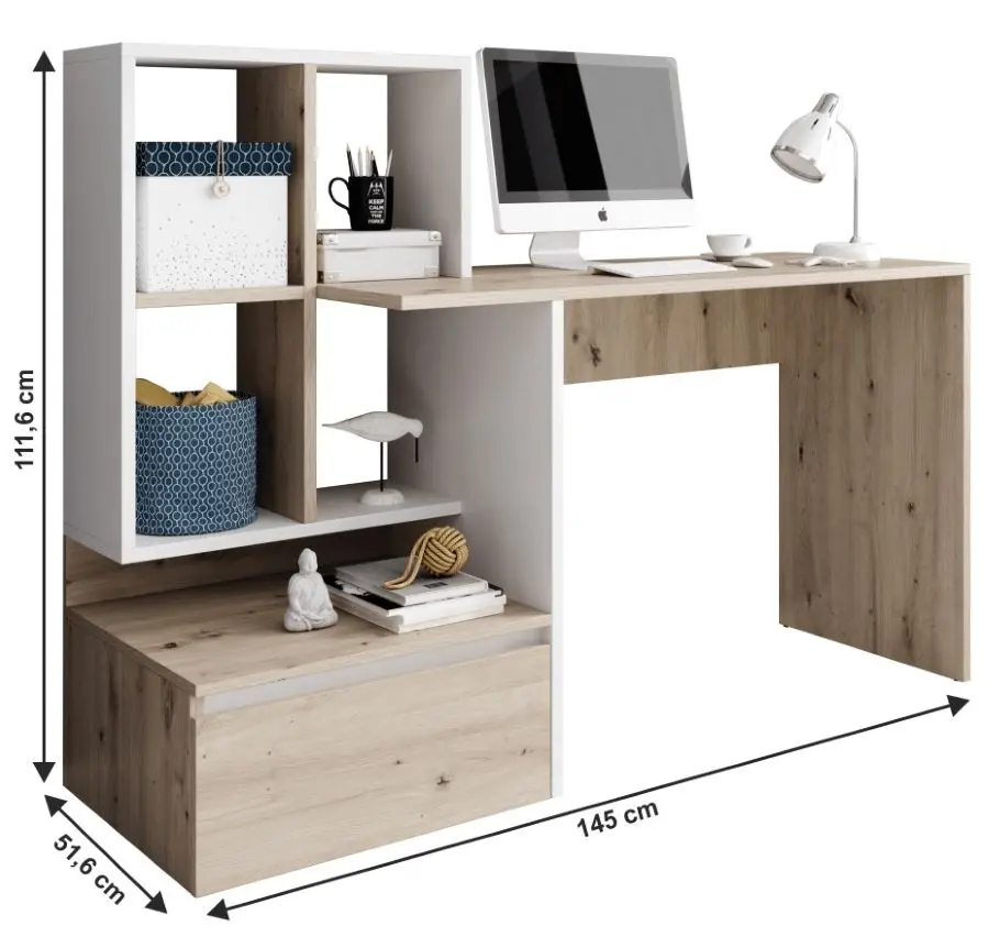 Стол письменный со стеллажом Mobhaus Nereo (Artisan Oak/White) - 2