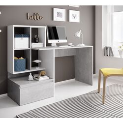Стол письменный со стеллажом Mobhaus Nereo (Concrete/White) Thumb