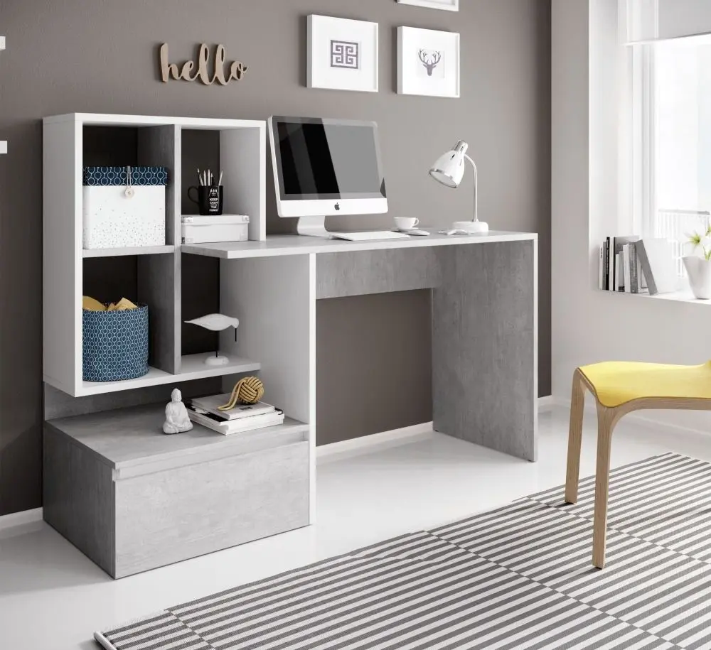 Стол письменный со стеллажом Mobhaus Nereo (Concrete/White) - 3