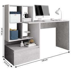 Стол письменный со стеллажом Mobhaus Nereo (Concrete/White) Thumb