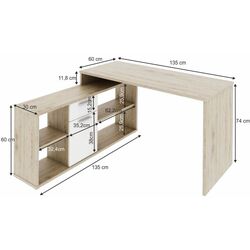Masa de birou cu etajera Mobhaus Noe New (Sanremo Oak/White) Thumb