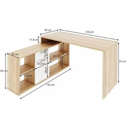 Masa de birou cu etajera Mobhaus Noe New (Sonoma Oak/White) Thumb