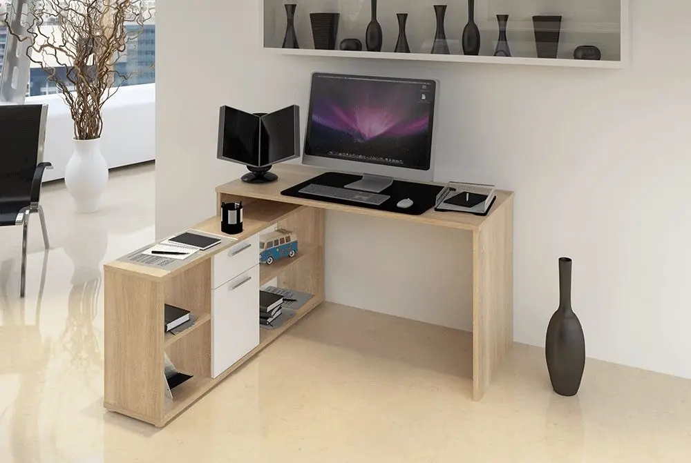 Masa de birou cu etajera Mobhaus Noe New (Sonoma Oak/White)