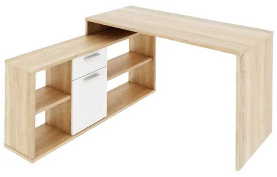 Masa de birou cu etajera Mobhaus Noe New (Sonoma Oak/White)