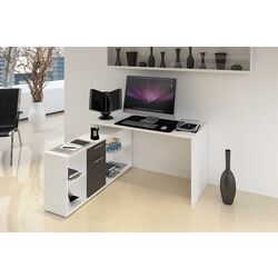 Masa de birou cu etajera Mobhaus Noe New (White/Black) Thumb