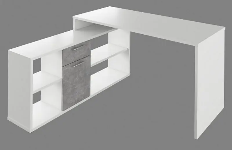 Masa de birou cu etajera Mobhaus Noe New (White/Concrete)