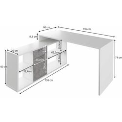 Masa de birou cu etajera Mobhaus Noe New (White/Concrete) Thumb