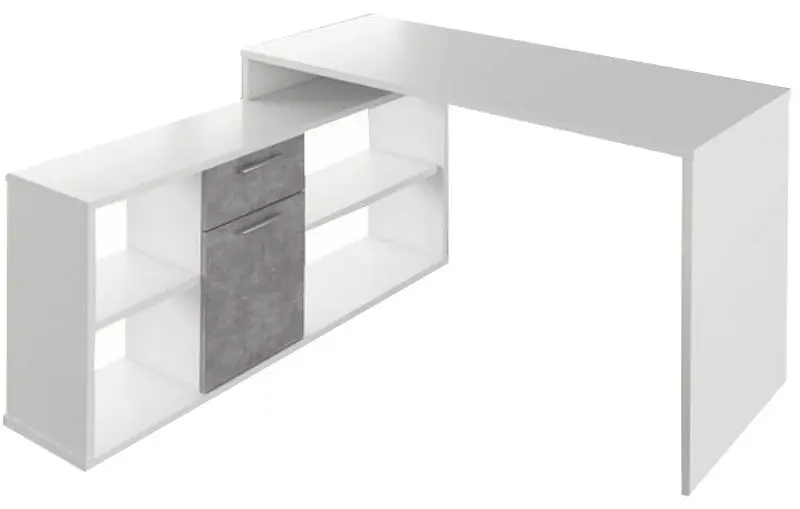 Masa de birou cu etajera Mobhaus Noe New (White/Concrete)