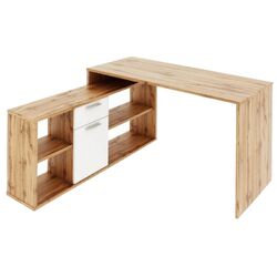 Masa de birou cu etajera Mobhaus Noe New (Wotan Oak/White) Thumb