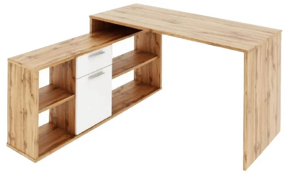 Masa de birou cu etajera Mobhaus Noe New (Wotan Oak/White)