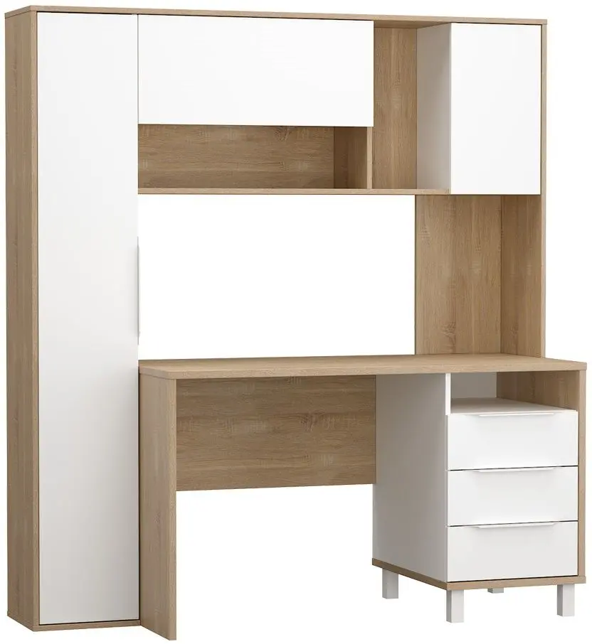 Стол компьютерный Mobi Комфорт 12.95 (Дуб Сонома/Белый Шагрень)