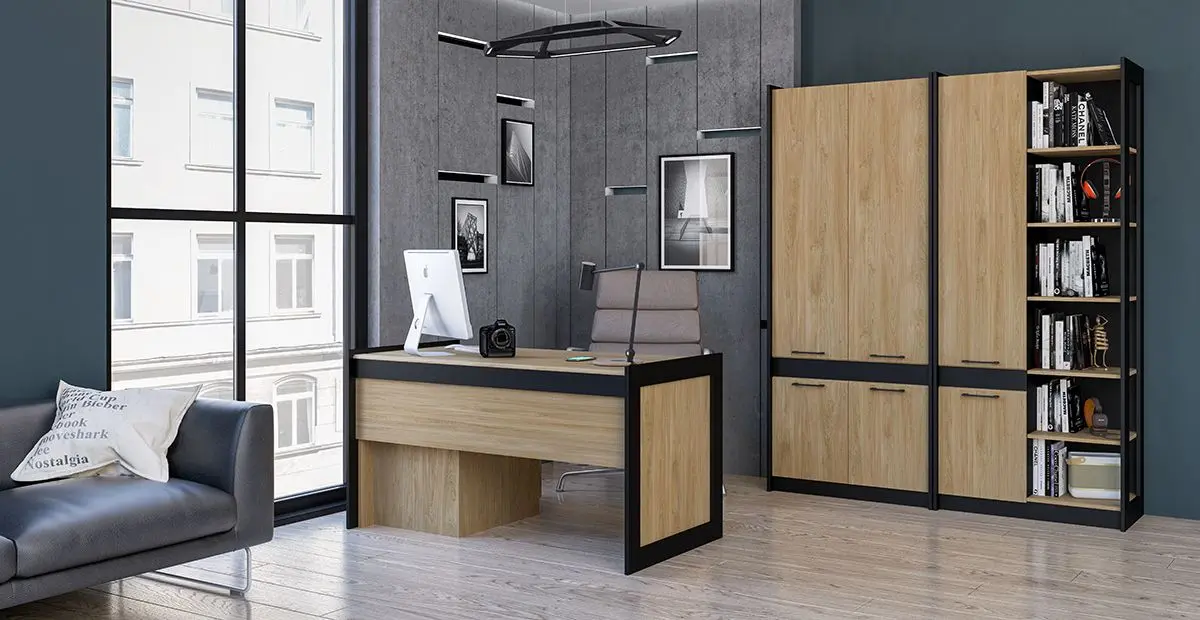 Masa de birou Неман Stenli МН-037-26 (Provence Oak/Black)