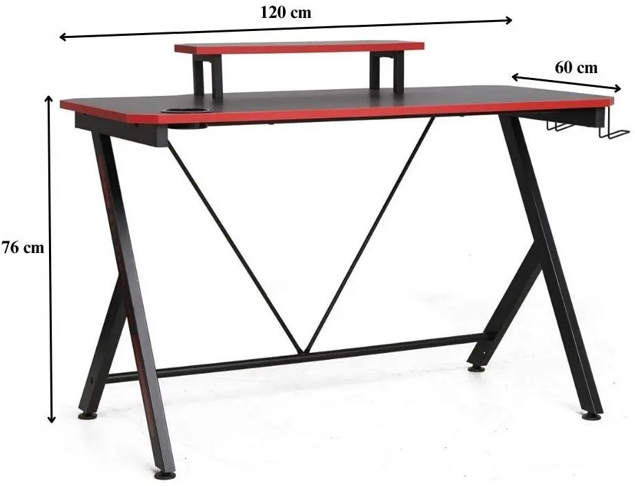 Masa pentru calculator Signal B-202 (Black/Red)