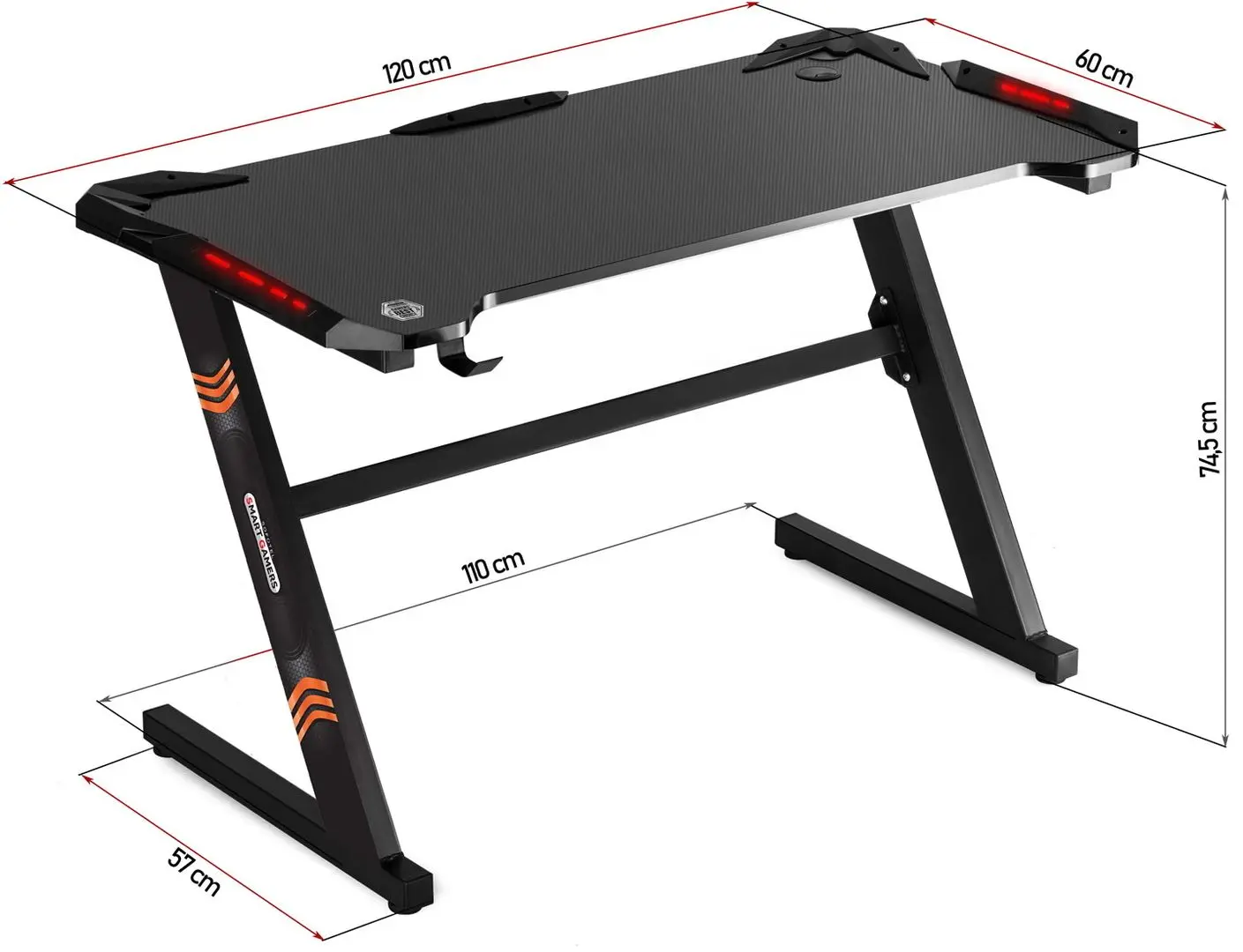 Masa de calculator cu iluminatie Sofotel LED Crit (Black) - 6