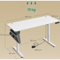 Masa de calculator gaming Songmics LSD134W01V1 (Cloud White) Thumb