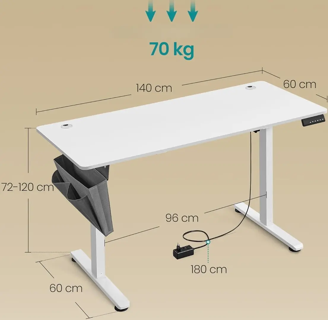 Masa de calculator gaming Songmics LSD134W01V1 (Cloud White)