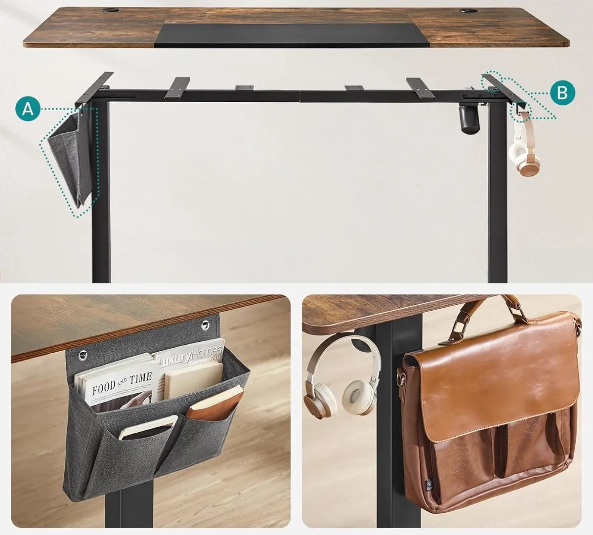 Компьютерный стол Songmics LSD015X01 (Rustic Brown/Black)