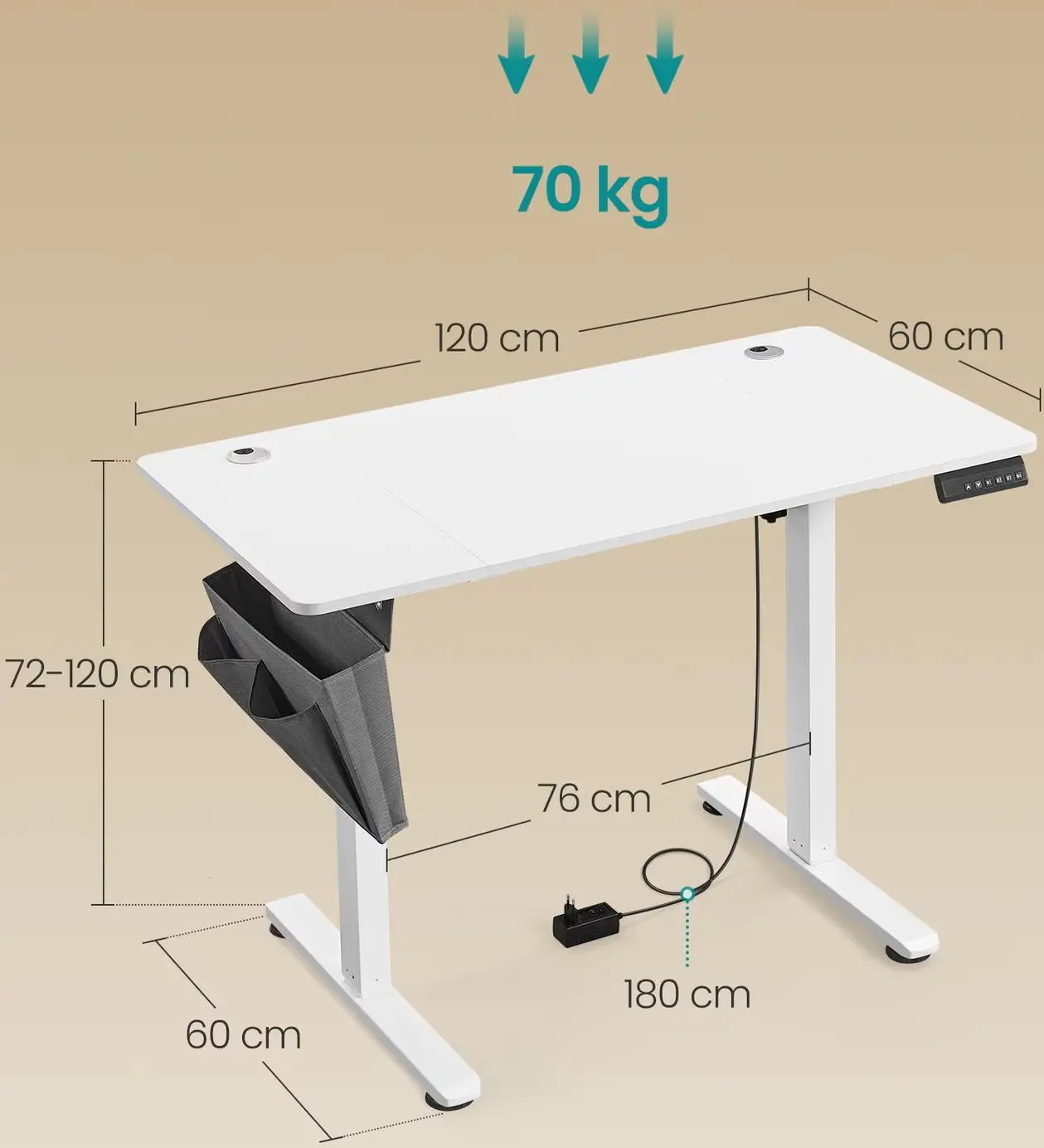 Masa de calculator Songmics LSD132WZ02 (White) - 7