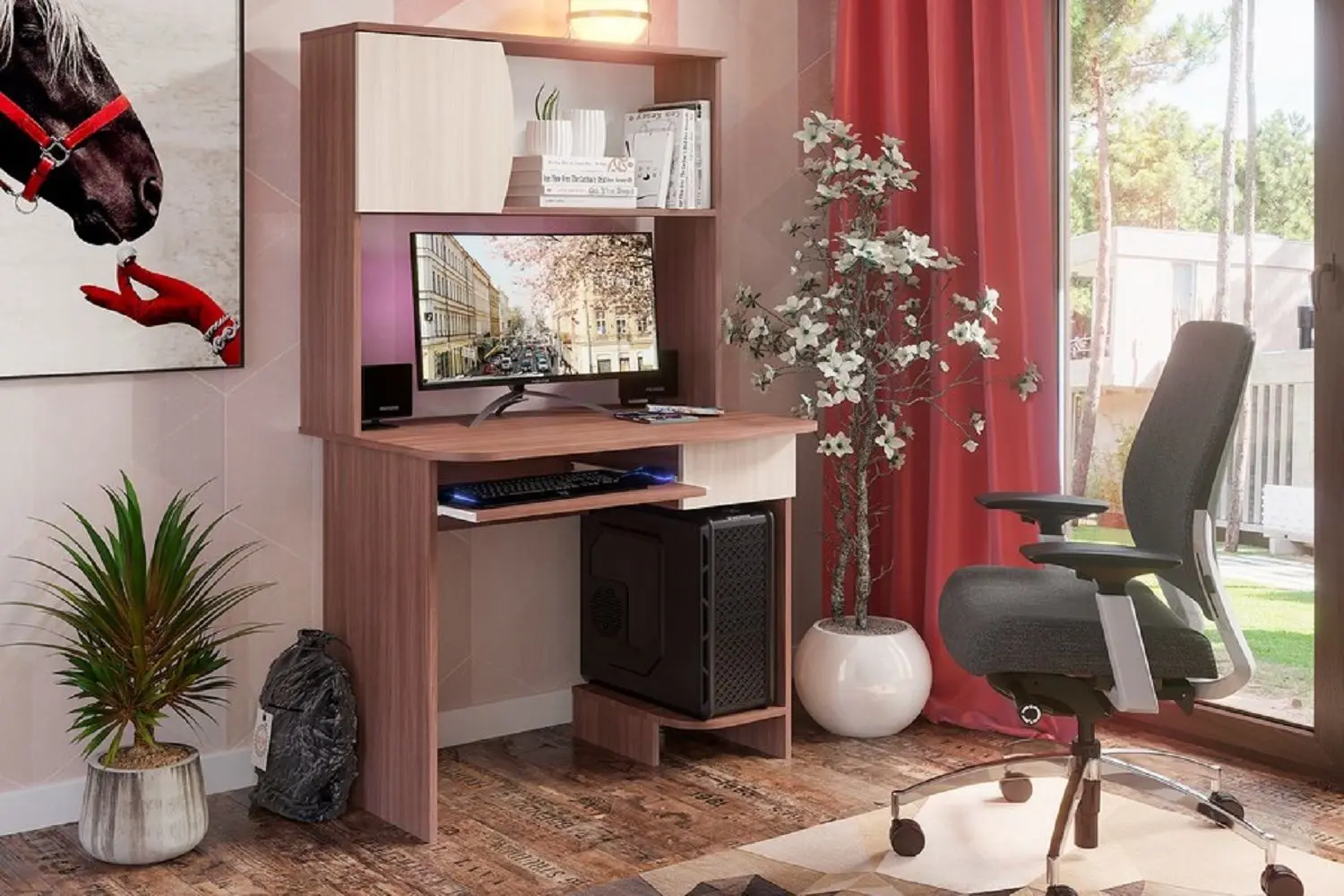 Стол компьютерный Стендмебель Nr.2 (Ясень Шимо Светлый/Ясень Шимо Темный) - 3