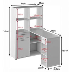 Стол письменный со стеллажом Tempo Kondela Mineson (White) Thumb