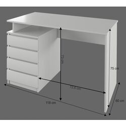 Masa de birou Tempo Kondela Hany New (White) Thumb