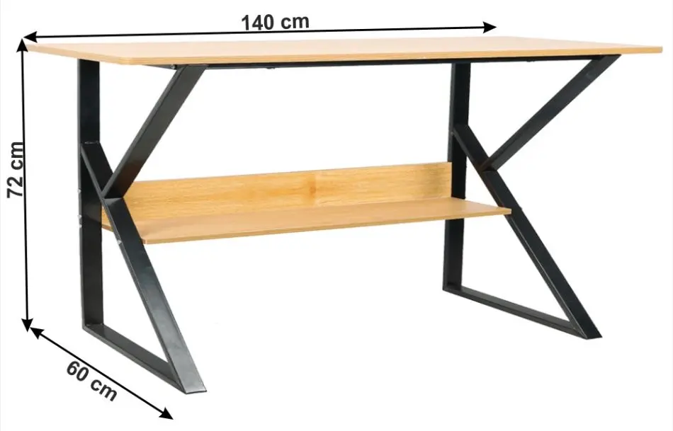 Masa de birou Tempo Kondela Tarcal 140x60 (Beech/Black)